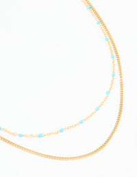 Waterproof Gold Plated Stainless Steel Beaded Layered Necklace - link has visual effect only