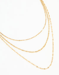 Waterproof Gold Plated Stainless Steel Triple Chain Layered Necklace - link has visual effect only
