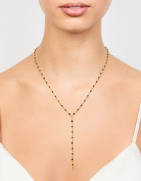 Waterproof Gold Plated Stainless Steel Black Bead Y-Necklace - link has visual effect only