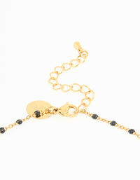 Waterproof Gold Plated Stainless Steel Black Bead Y-Necklace - link has visual effect only