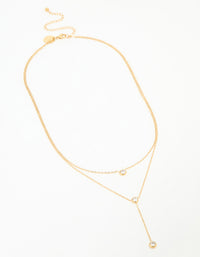 Waterproof Gold Plated Stainless Steel Diamante Pendant Layered Necklace - link has visual effect only