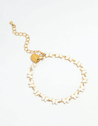 Waterproof Gold Plated Stainless Steel Enamel Butterfly Bracelet - link has visual effect only