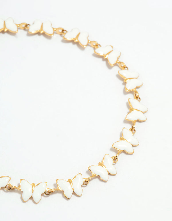 Waterproof Gold Plated Stainless Steel Enamel Butterfly Bracelet