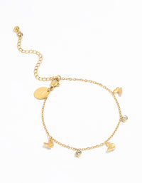 Waterproof Gold Plated Cubic Zirconia Droplet Butterfly Bracelet - link has visual effect only