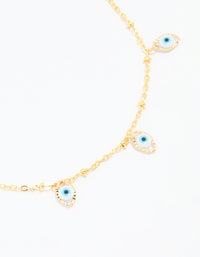 Waterproof Gold Plated Stainless Steel Evil Eye Anklet - link has visual effect only