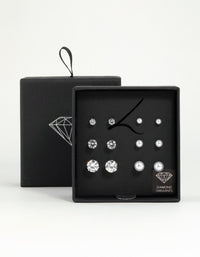 Silver Pearl & Cubic Zirconia Stud Earrings 6-Pack - link has visual effect only