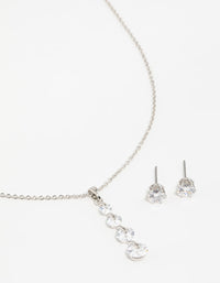 Silver Cubic Zirconia Necklace & Earrings Set - link has visual effect only