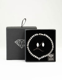 Silver Cubic Zirconia Marquise Tennis Bracelet & Earrings Set - link has visual effect only