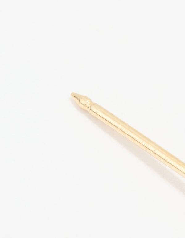 14KT Solid Yellow Gold 3MM Cubic Zirconia Piercing Stud
