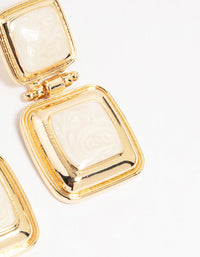 Gold Stone Square Hinge Drop Earrings - link has visual effect only