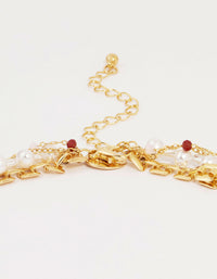 Gold Red Diamante Cross Layered Necklace - link has visual effect only