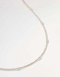 Silver Diamante Cupchain Waist Chain - link has visual effect only