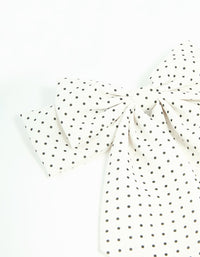 White Dotted Satin Fabric Bow Hair Clip - link has visual effect only