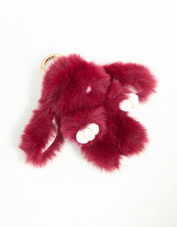 Red Fluffy Fabric Small Bunny Keychain - link has visual effect only