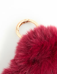 Red Fluffy Fabric Small Bunny Keychain - link has visual effect only
