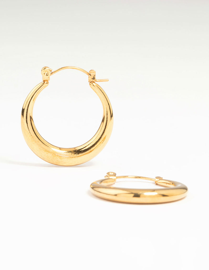 Waterproof Gold Plated Stainless Steel Crescent Hoop Earrings 18 MM