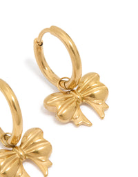 Waterproof Gold Plated Stainless Steel Bow Hoop Earrings - link has visual effect only