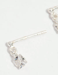 Sterling Silver Cubic Zirconia Princess Cut Drop Earrings - link has visual effect only
