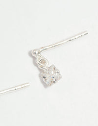 Sterling Silver Cubic Zirconia Princess Cut Drop Earrings - link has visual effect only
