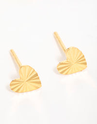 Gold Plated Sterling Silver Ribbed Heart Stud Earrings - link has visual effect only