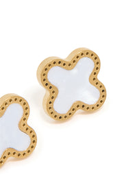 Waterproof Gold Plated Stainless Steel Enamel Flower Stud Earrings - link has visual effect only