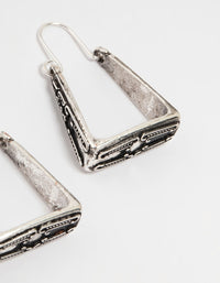 Antique Silver Engraved Medium Hoop Earrings 2-Pack - link has visual effect only