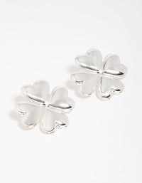 Silver Heart Flower Stud Earrings - link has visual effect only