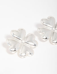 Silver Heart Flower Stud Earrings - link has visual effect only