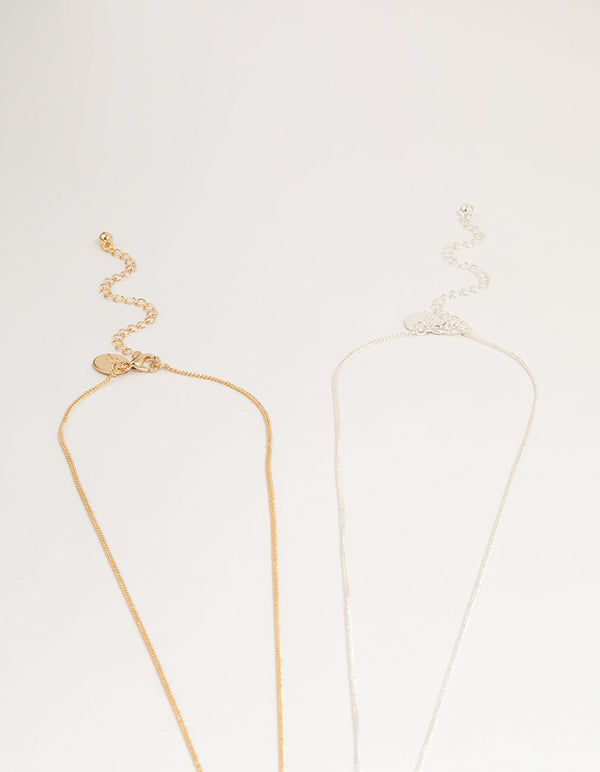 Mixed Metal Cutout Star Pendant Necklaces 2-Pack