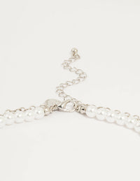 Silver Pearl Cross Layered Necklace - link has visual effect only