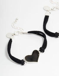 Kids Black Ribbon Mood Heart BFF Bracelets 2-Pack - link has visual effect only