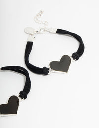 Kids Black Ribbon Mood Heart BFF Bracelets 2-Pack - link has visual effect only