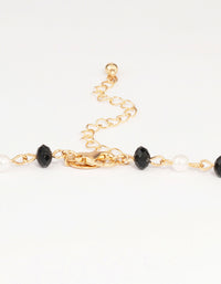 Gold & Black Beaded Cross Pendant Long Y-Necklace - link has visual effect only