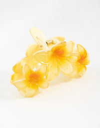 Yellow Frangipani Flowers Hair Claw Clip - link has visual effect only