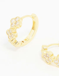 Gold Cubic Zirconia Petal Hoop Earrings - link has visual effect only