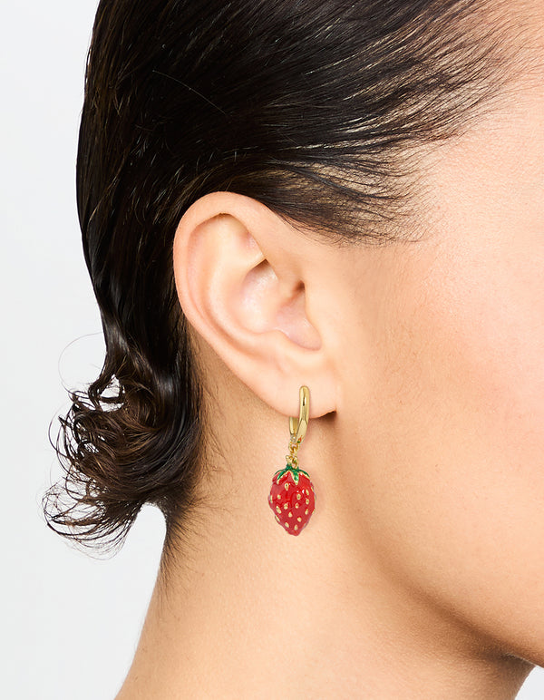 Gold Strawberry Drop Earrings
