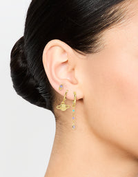 Gold Plated Cubic Zirconia Outer Space Earrings 3-Pack - link has visual effect only