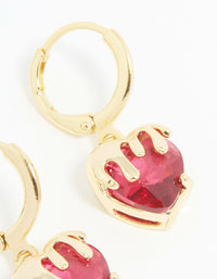 Gold Melting Pink Heart Drop Earrings - link has visual effect only