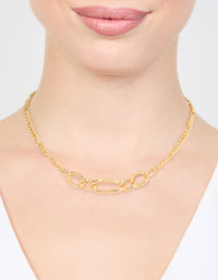 Gold Mixed Link Chunky Necklace - link has visual effect only