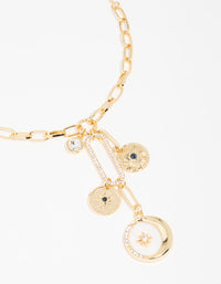 Gold  Triple Coin Heart Necklace - link has visual effect only