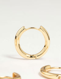 Gold Plated Brass Small & Medium Huggie Earrings 2-Pack - link has visual effect only