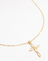 Gold Plated Brass Cubic Zirconia Marquise Cross Pendant Necklace - link has visual effect only