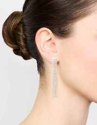 Silver Diamante Chain Tassel Drop Earrings - link has visual effect only