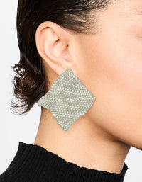 Silver Diamante Pavé Ripple Stud Earrings - link has visual effect only