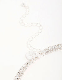 Silver Diamante Tennis Necklace & Earrings Set - link has visual effect only