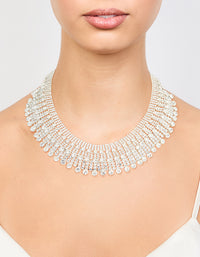 Silver Diamante Fan Cupchain Bib Necklace - link has visual effect only