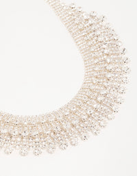 Silver Diamante Fan Cupchain Bib Necklace - link has visual effect only