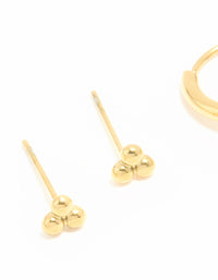 Waterproof Gold Plated Stainless Steel Dagger Huggie & Stud Earrings 2-Pack - link has visual effect only