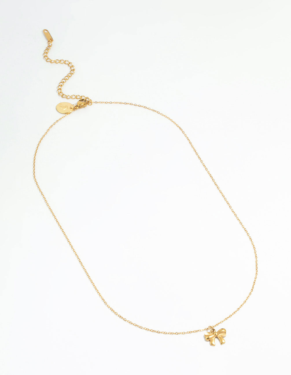 Waterproof Gold Plated Stainless Steel Bow Pendant Necklace