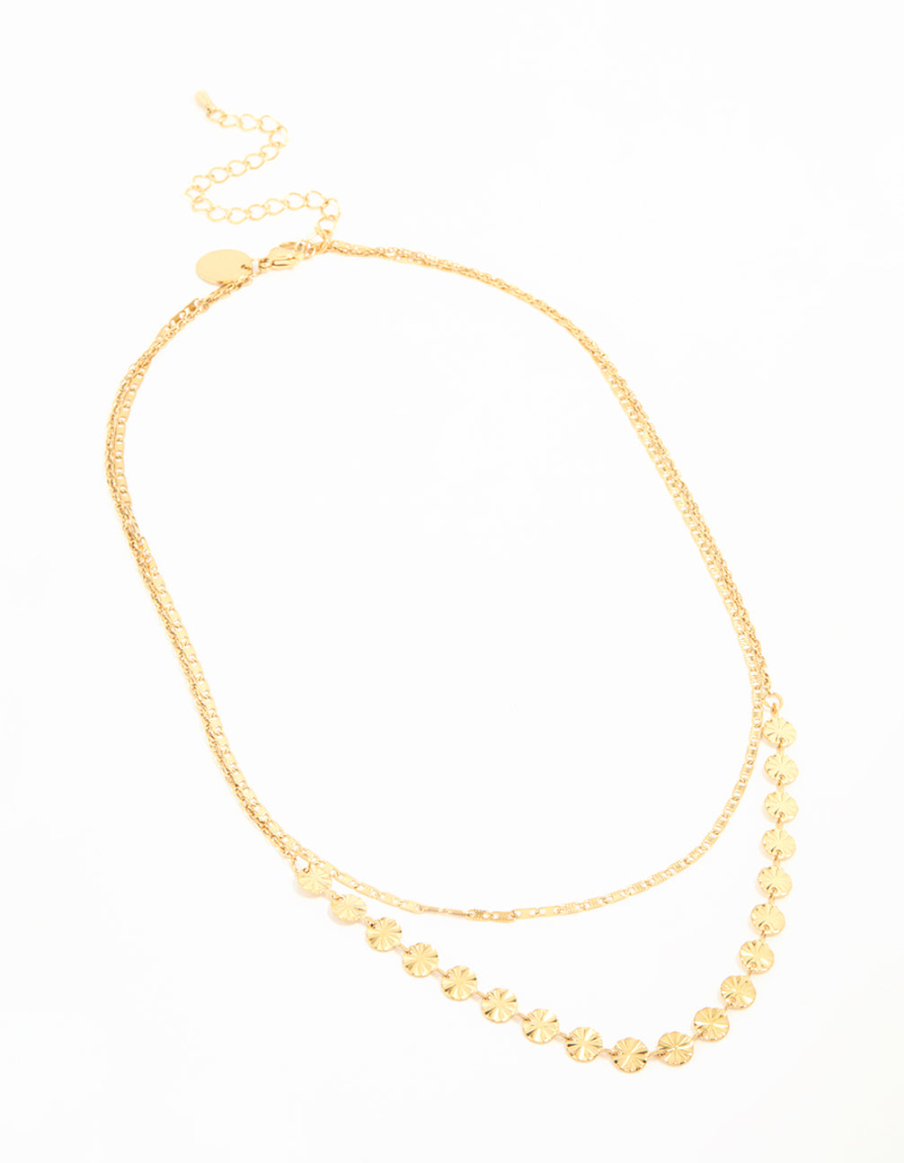 Waterproof Gold Plated Stainless Steel Hammered Layered Necklace